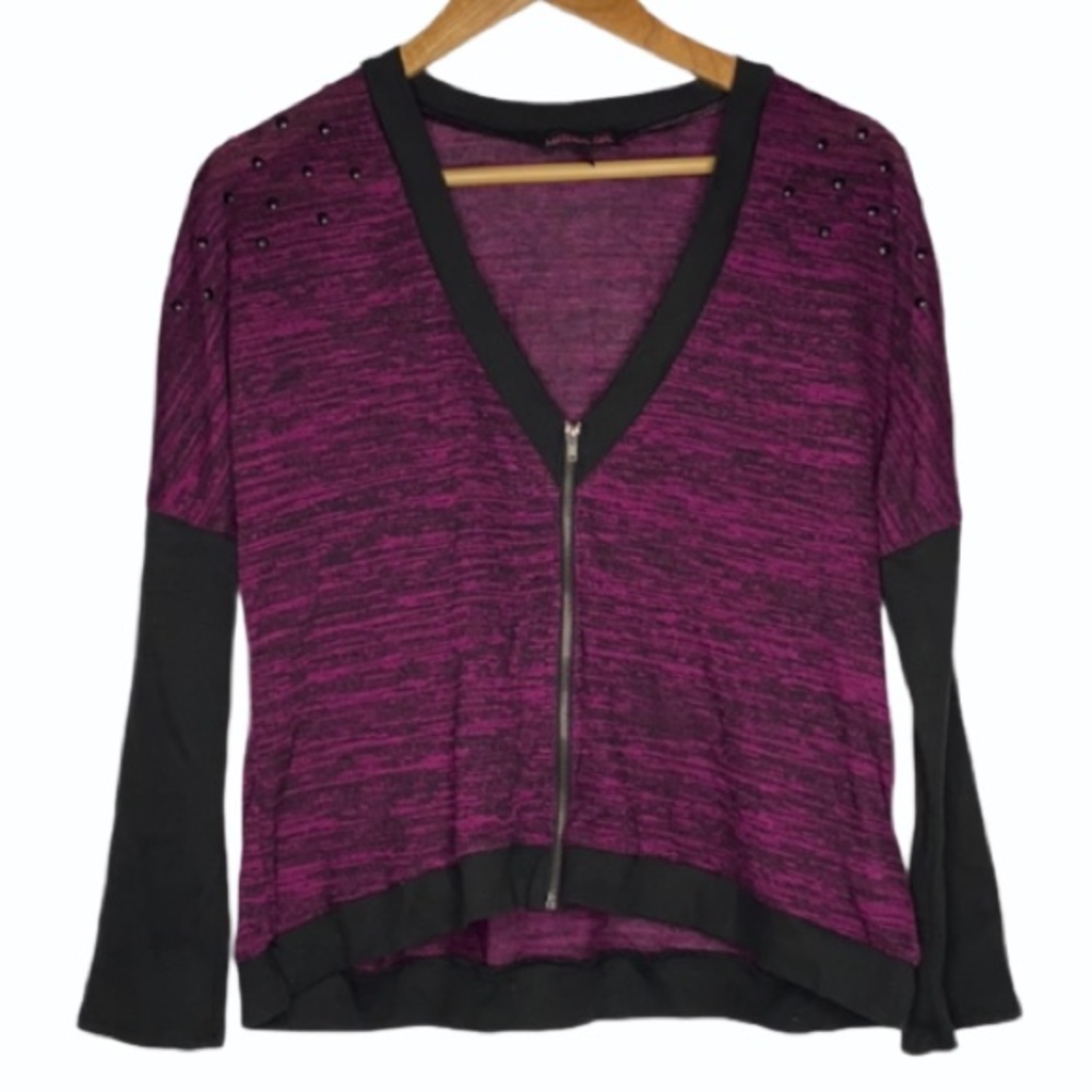 Material Girl Purple Chambray Full Zip Cardigan Juniors Small